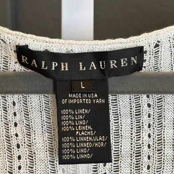 Ralph Lauren Black Label Womens Linen Ivory Lace Crochet Knit Vintage Top LG NWT - Picture 7 of 7